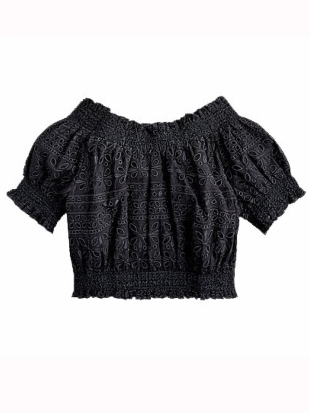 J.Crew NWT Cropped Black Eyelet Top, Size XS